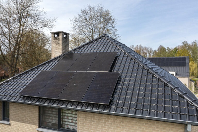 black solar panels on a roof